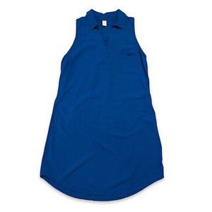 Old Navy Royal Blue Sleeveless V-Neck Collared Tunic Shirt Dress